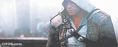 Man In Hooded Jacket With Sword GIF