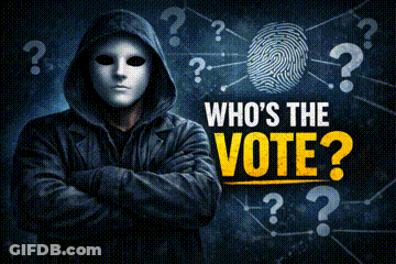 Man In Hooded Jacket With White Mask Saying Who's The Vote GIF