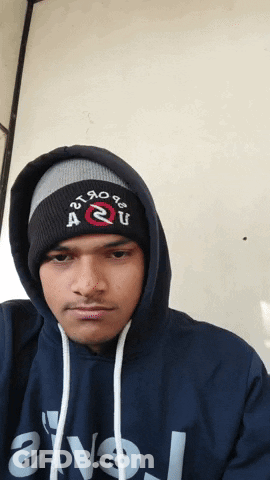 Man In Hoodie And Beanie With A2U Embroidered GIF