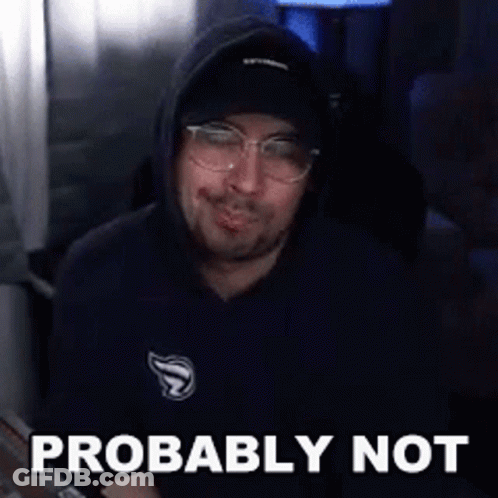Man In Hoodie And Glasses Saying Probably Not GIF