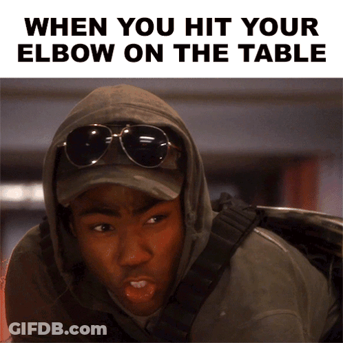 Man In Hoodie And Sunglasses When You Hit Elbow GIF