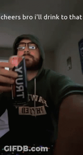 Man In Hoodie Drinking Can Cheers Bro I'll Drink To That GIF
