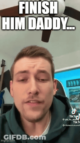 Man In Hoodie Says Finish Him Daddy In Front Of Ceiling Fan GIF