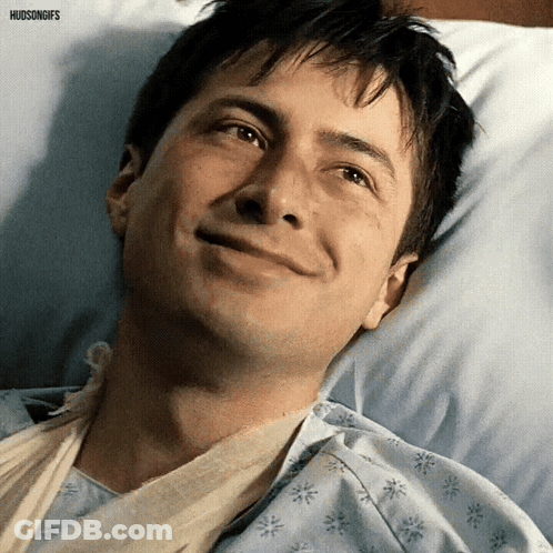 Man In Hospital Bed Smiling Hudsongifs GIF