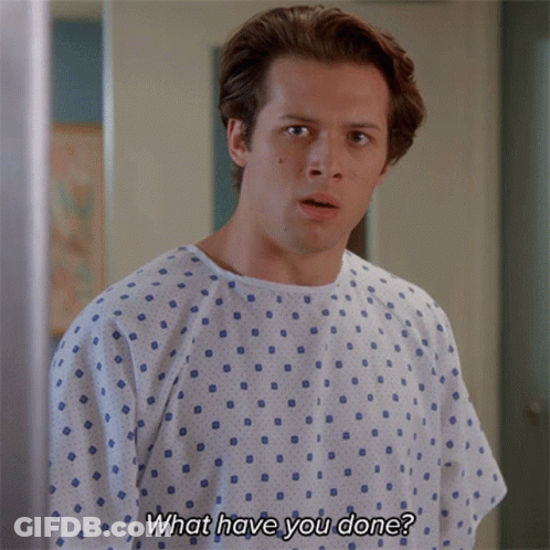 Man In Hospital Gown Asking What Have You Done GIF