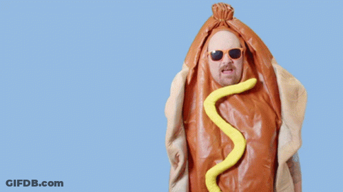 Man In Hot Dog Costume Saying How Dare You GIF