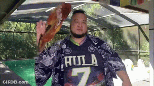 Man In Hula Jersey Number 7 At Pool GIF
