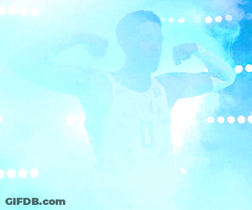 Man In Indiana Pacers Jersey Flexing GIF