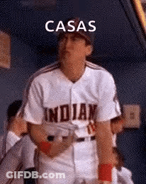 Man In Indians Baseball Uniform With Arms Outstretched GIF