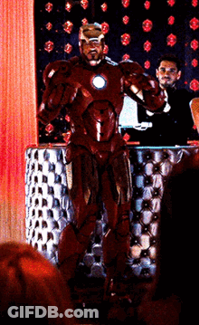 Man In Iron Man Suit Before Crowd GIF