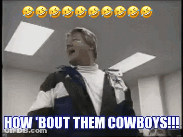 Man In Jacket Saying How Bout Them Cowboys GIF