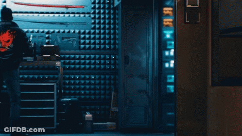 Man In Jacket With Red Skull On Back GIF