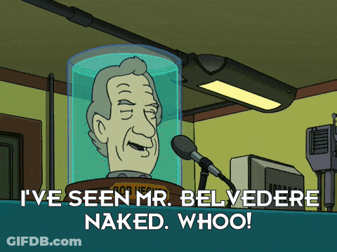 Man In Jar Saying I've Seen Mr. Belvedere Naked Whoo GIF