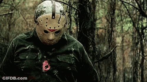 Man In Jason Voorhees Mask GIF