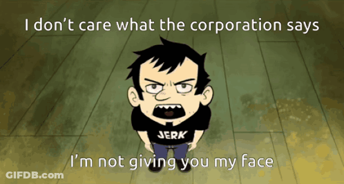 Man In Jerk Shirt Says I'm Not Giving You My Face GIF