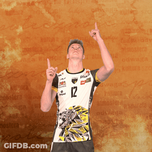 Man In Jersey Number 12 Pointing Upwards GIF