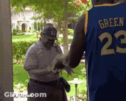 Man In Jersey Saying Green On Back GIF