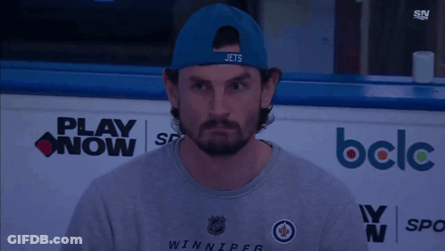 Man In Jets Hat And Winnipeg T-Shirt GIF