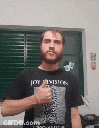 Man In Joy Division T-Shirt Giving Thumbs Up GIF
