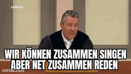 Man In Judge Robe Singing At Bench GIF