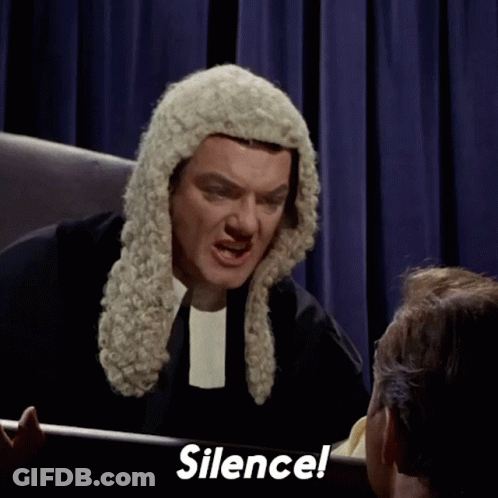 Man In Judge's Wig Says Silence GIF