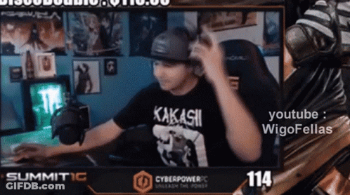 Man In Kakashi Shirt Sitting At Computer GIF