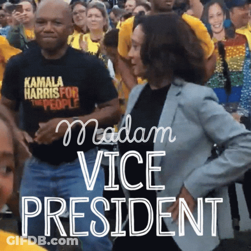 Man In Kamala Harris For The People Shirt Dancing With Woman GIF