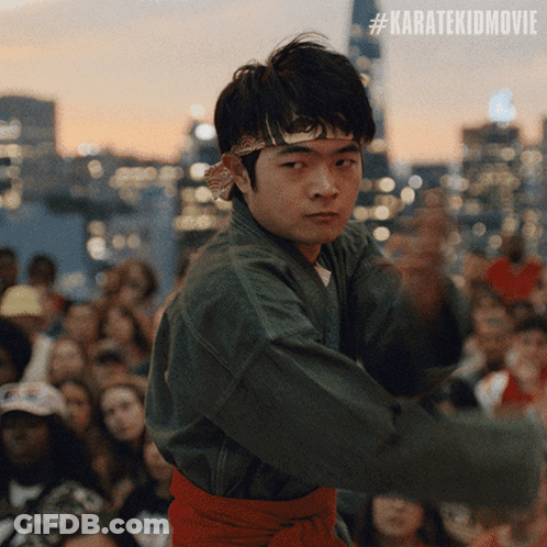 Man In Karate Uniform Before Crowd #Karatekidmovie GIF