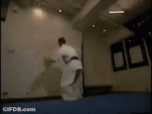 Man In Karate Uniform Jumping GIF