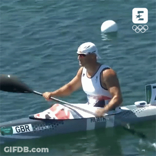 Man In Kayak With GBR Written On It GIF