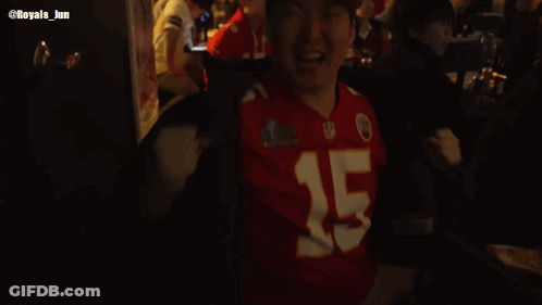 Man In KC Hat And Jersey Number 45 GIF