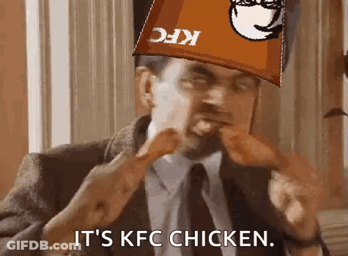 Man In KFC Hat Eating Chicken Leg GIF