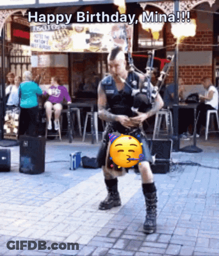 Man In Kilt Playing Bagpipe Happy Birthday Mina GIF