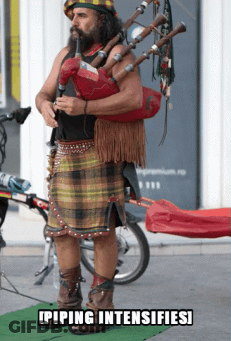 Man In Kilt Playing Bagpipe Piping Intensifies GIF
