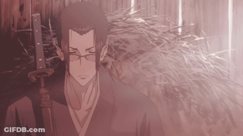 Man In Kimono Holding Sword GIF