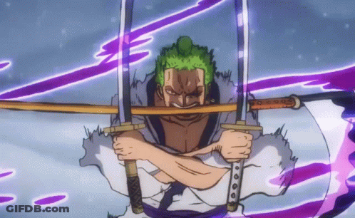 Man In Kimono Holding Two Swords GIF