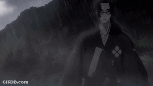 Man In Kimono In Foggy Mountain GIF