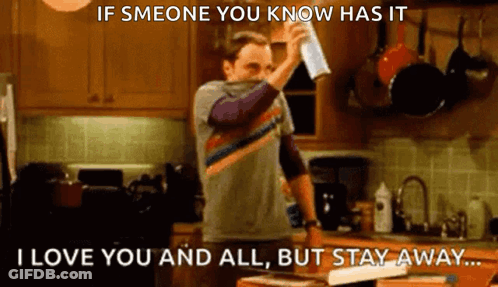 Man In Kitchen Holding Paper Saying If Someone You Know Has It GIF