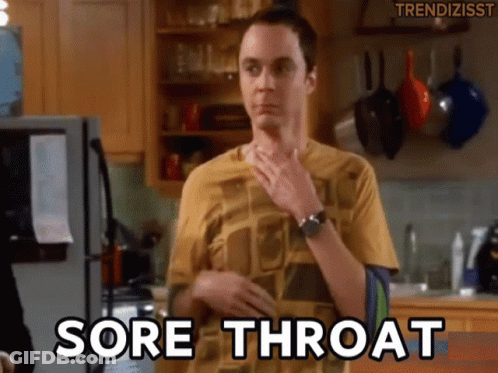Man In Kitchen Saying Sore Throat GIF