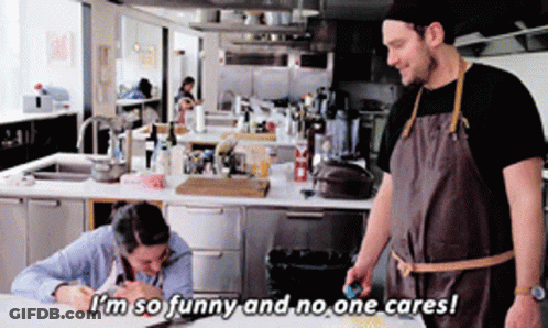 Man In Kitchen Says I'm So Funny And No One Cares GIF