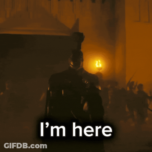 Man In Knight Armor With I'm Here GIF