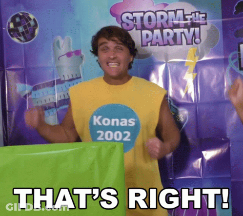 Man In Konas 2002 Shirt In Front Of Storm The Party Poster GIF