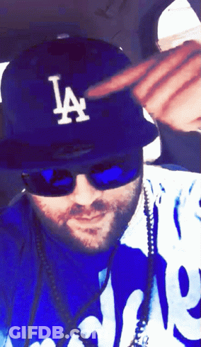 Man In LA Hat And Sunglasses GIF