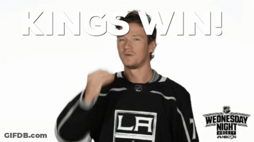 Man In LA Jersey Arms Up Wednesday Night Hockey Ad GIF