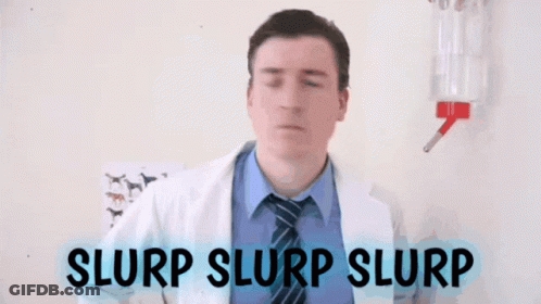 Man In Lab Coat And Tie Slurp Slurp Slurp GIF