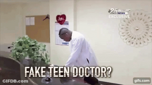 Man In Lab Coat Cleaning Desk Says Fake Teen Doctor GIF