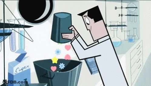 Man In Lab Coat Pouring Candy Into Sugar Bucket GIF