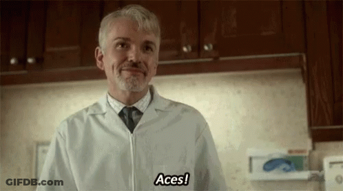 Man In Lab Coat Saying Aces GIF