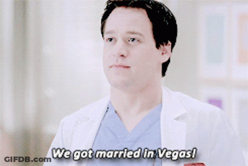 Man In Lab Coat Saying We Got Married In Vegas GIF