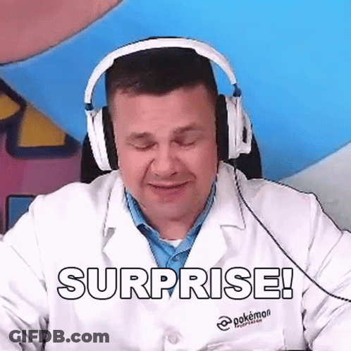 Man In Lab Coat Surprised With Headphones GIF